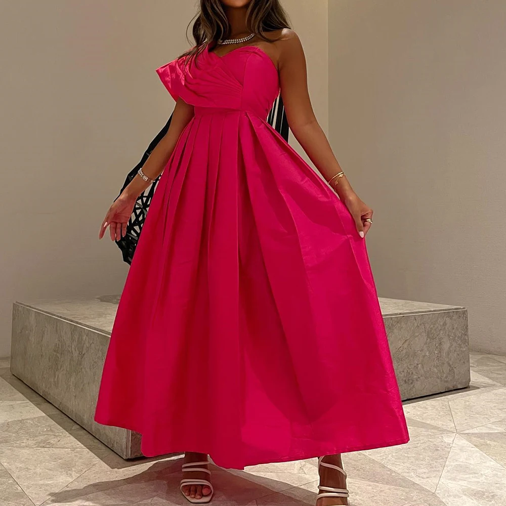 

Customized High Quality Jersey One Shoulder Evening Dress Delicate V-Neck Short Sleeves Front Slit Party Dress Custom Made