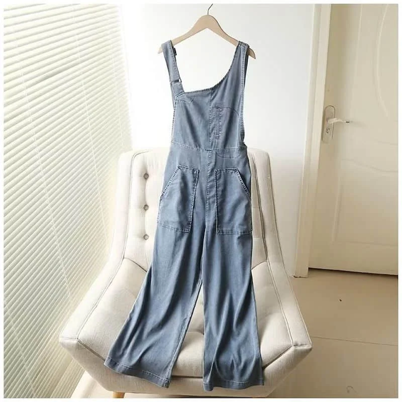 Denim Jumpsuits Voor Vrouwen Oversized Playsuit Denim Wijde Pijpen Broek Losse Hoge Taille Broek Overalls Voor Vrouwen Kleding Een-stuk