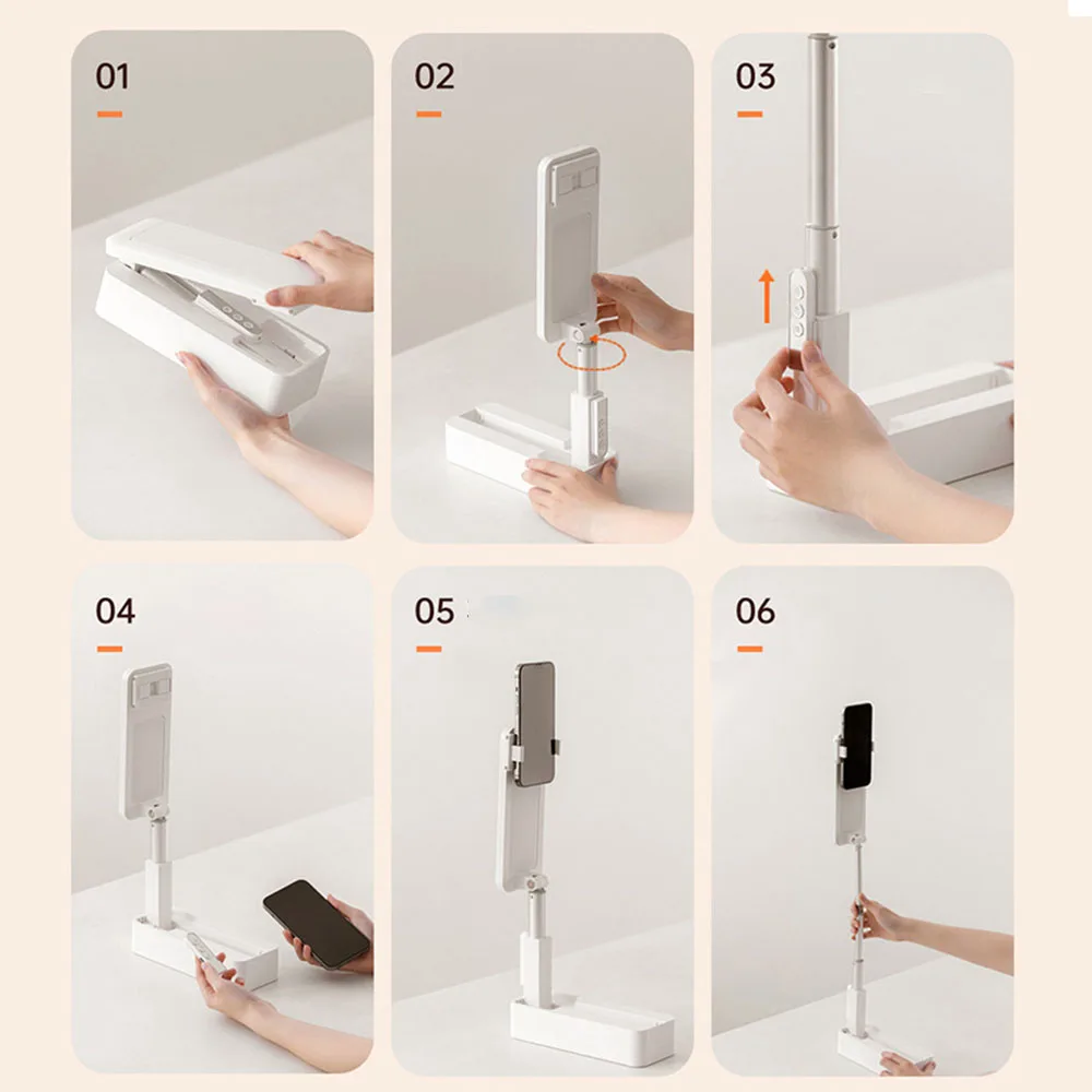 멀티 앵글 회전식 라이브 방송 전화 스탠드 내마모성 접이식 Selfie 스틱 스마트 폰용 데스크탑 전화 홀더