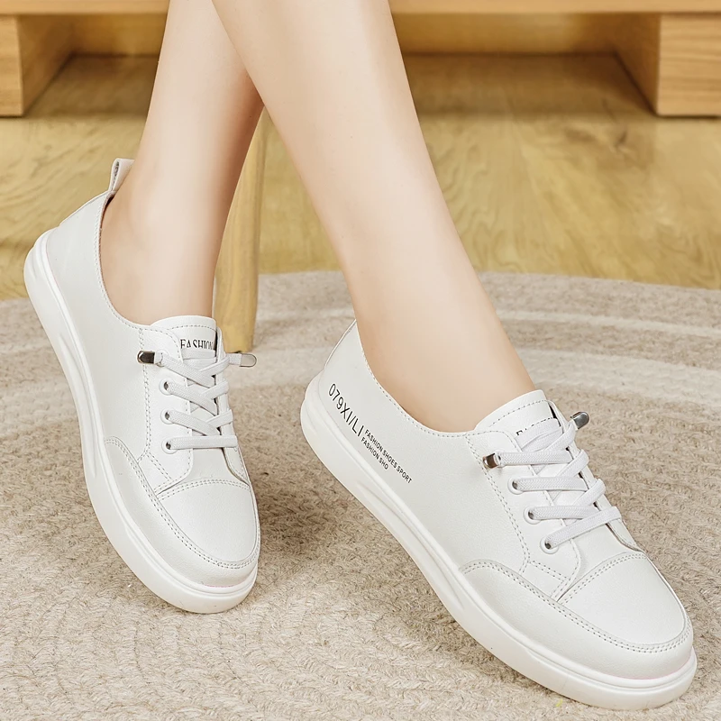 

Elastic Band Flat-Soled Women's White Shoes, Non-Slip and Wear-Resistant, New Women's All-Season Sneakers, Vulcanized Shoes, Nurse Shoes