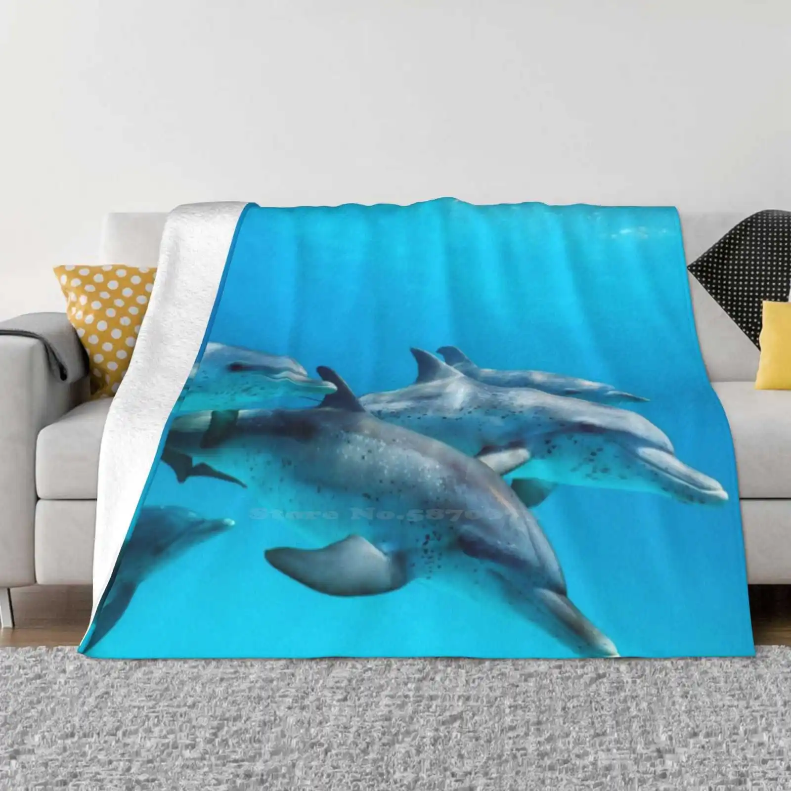 Dolphin Dreamin' Soft Warm Throw Blanket Atlantic Spotted Dolphin Bahamas Underwater