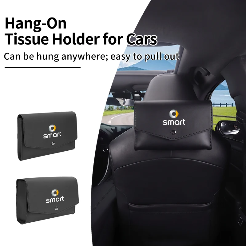 Leather Car Seat Back Tissue Box Sun Visor Tissue Box Holder For Smart Fortwo 451 450 454 Forfour EQ Cabrio Crossblade Coupe