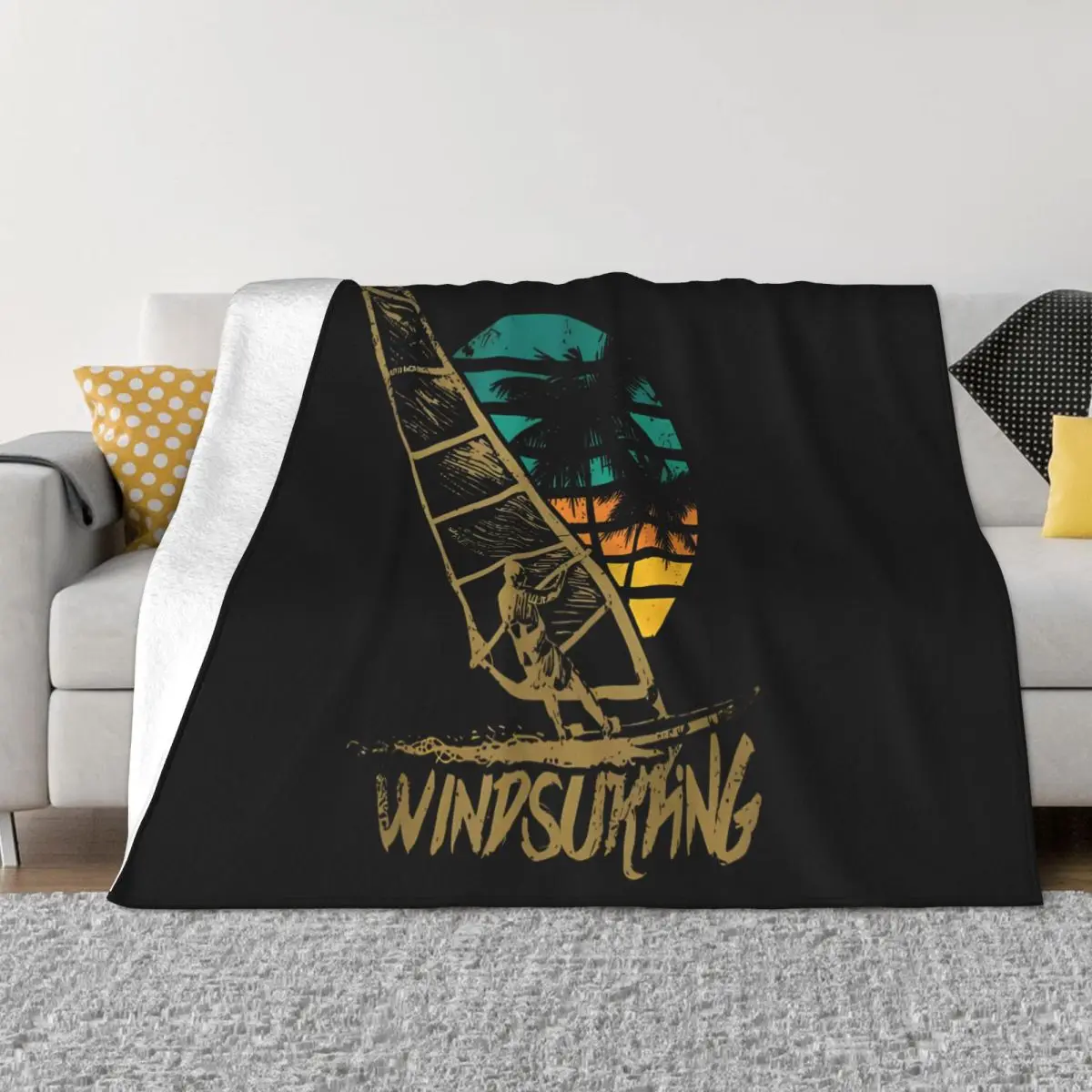 Best One Sunset Windsurfer Retro Quilt Bedroom Couple Blankets Blankets And Blankets Throw Blanket