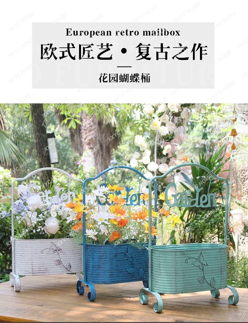 الإبداعية الرجعية شرفة فناء الحديد المطاوع رف أحواض زهور ديكور غرفة المعيشة في الهواء الطلق ، حديقة الفراشة الديكور #5