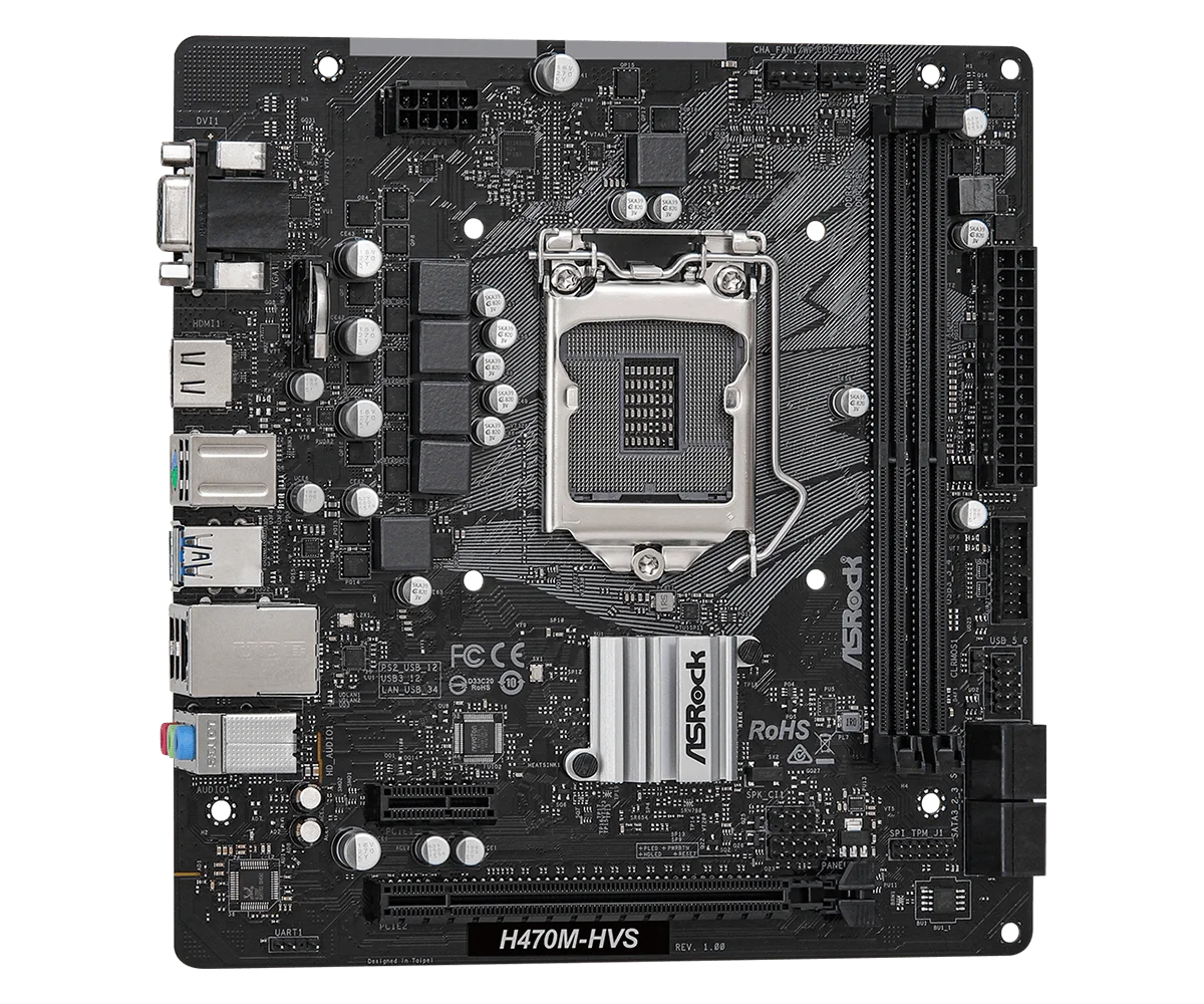 Intel H470 LGA1200 Motherboard ASROCK H470M-HVS Support CPU i3-10105F i9-10900KF i5-10400F i3-10100F DDR4 2933MHz Micro ATX PC