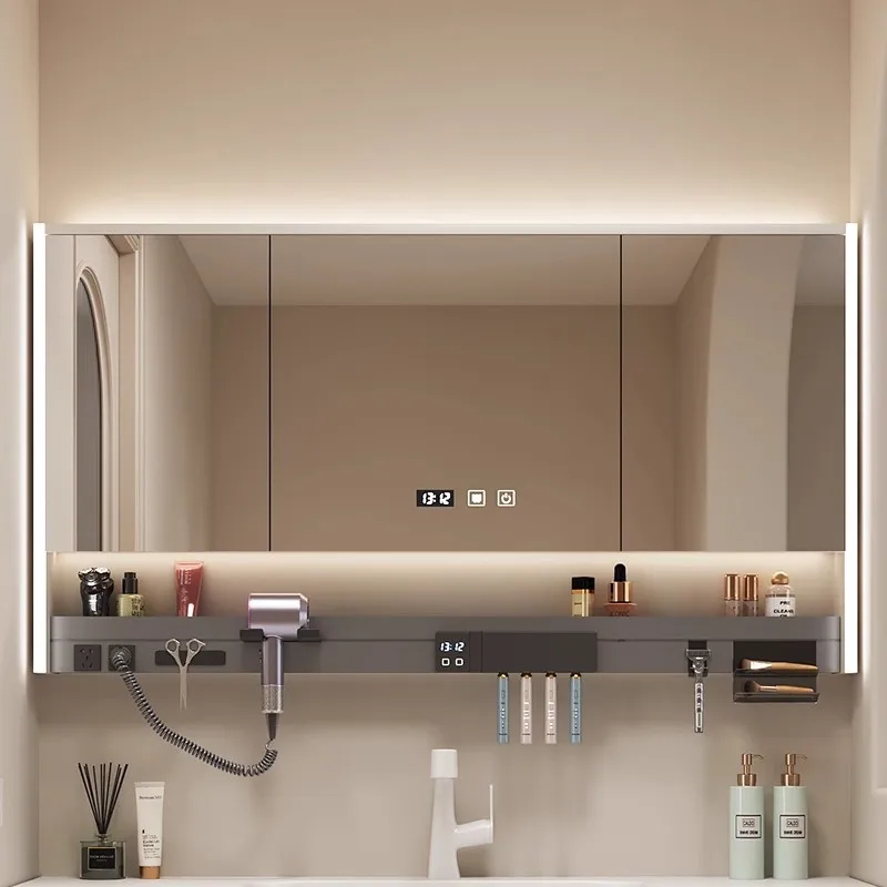 Locker Wall Bathroom Cabinets Vanity Mirror Smart Light Home Furniture Sanitation Bathroom Cabinets Defogging Miroir De Salle