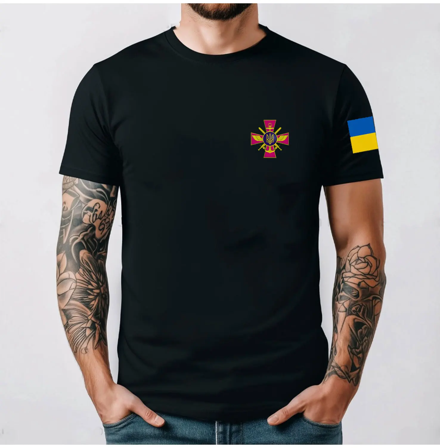 Ukrainische Wappen Ukraine Streitkräfte UAF Ukraine Militär T-Shirt Männer Kleidung Streetwear Grafik T Shirts Baumwolle T-shirts