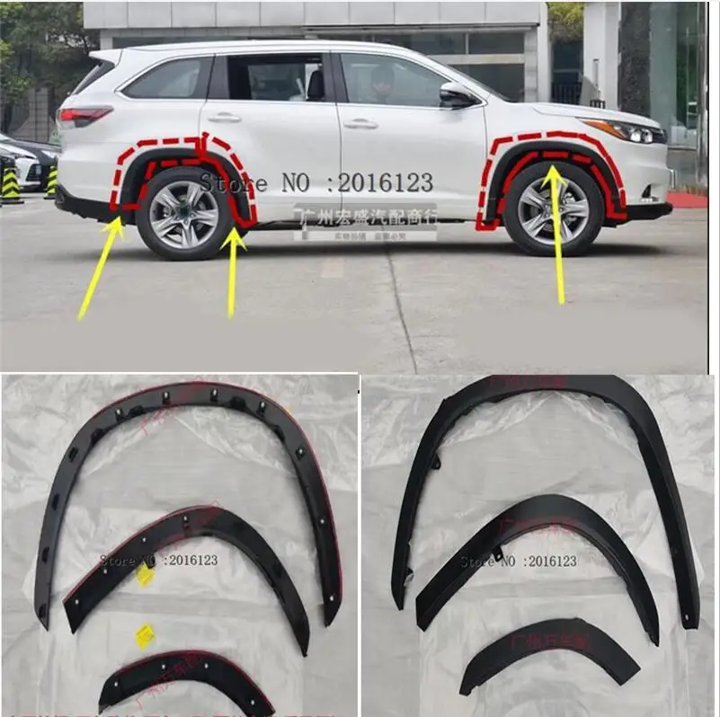 2014-2018 for Toyota Highlander Wheel arch trim  Front and Rear Bumper Leaf Trim Panel Automobile Wheel Eyebrow Anti Insertion