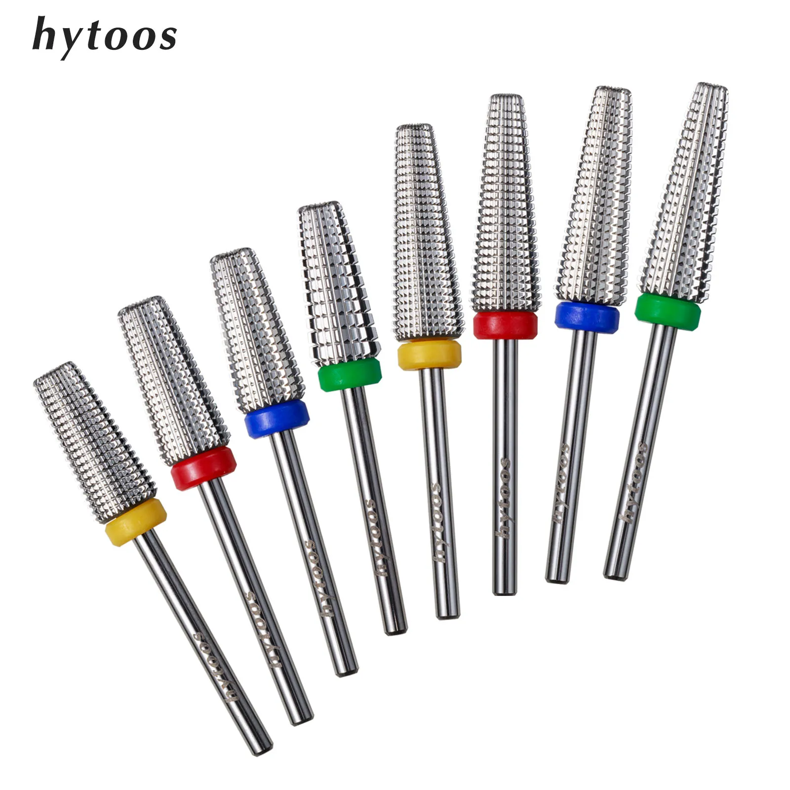 HYTOOS 20mm de largo 5 en 1 brocas para uñas 3/32 brocas de carburo cónico para uñas taladros eléctricos accesorios de archivo Gel de eliminación