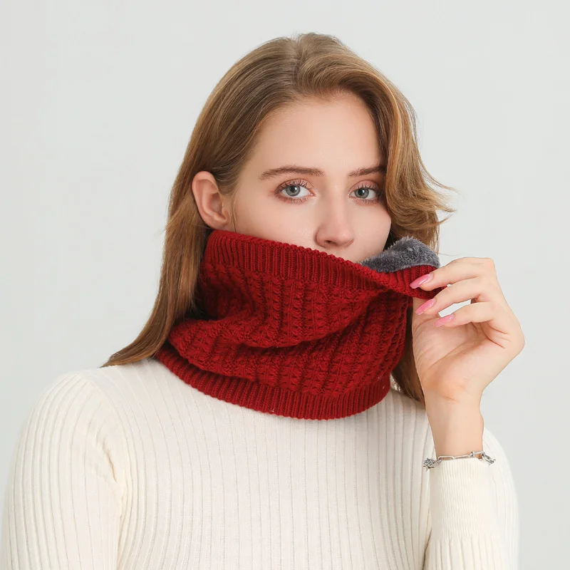 

Имитация кроличьего меха, однотонный уличный ветрозащитный шарф с кольцом, женские толстые зимние теплые шарфы, вязаный шейный платок, маска