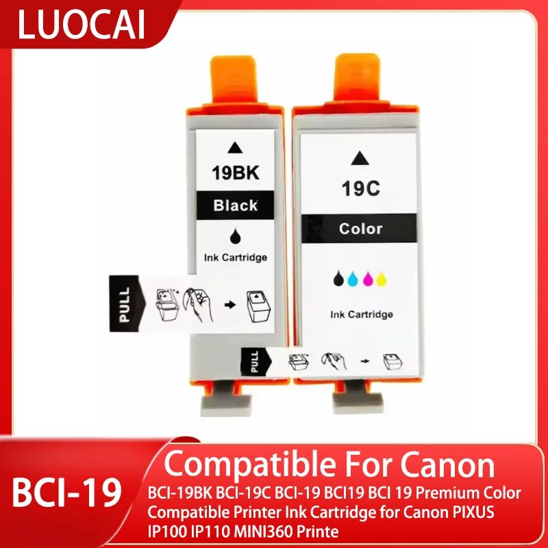 BCI-19BK BCI-19C BCI-19 BCI19 BCI 19 خرطوشة حبر الطابعة المتوافقة مع الألوان المميزة لطابعة Canon PIXUS IP100 IP110 MINI360