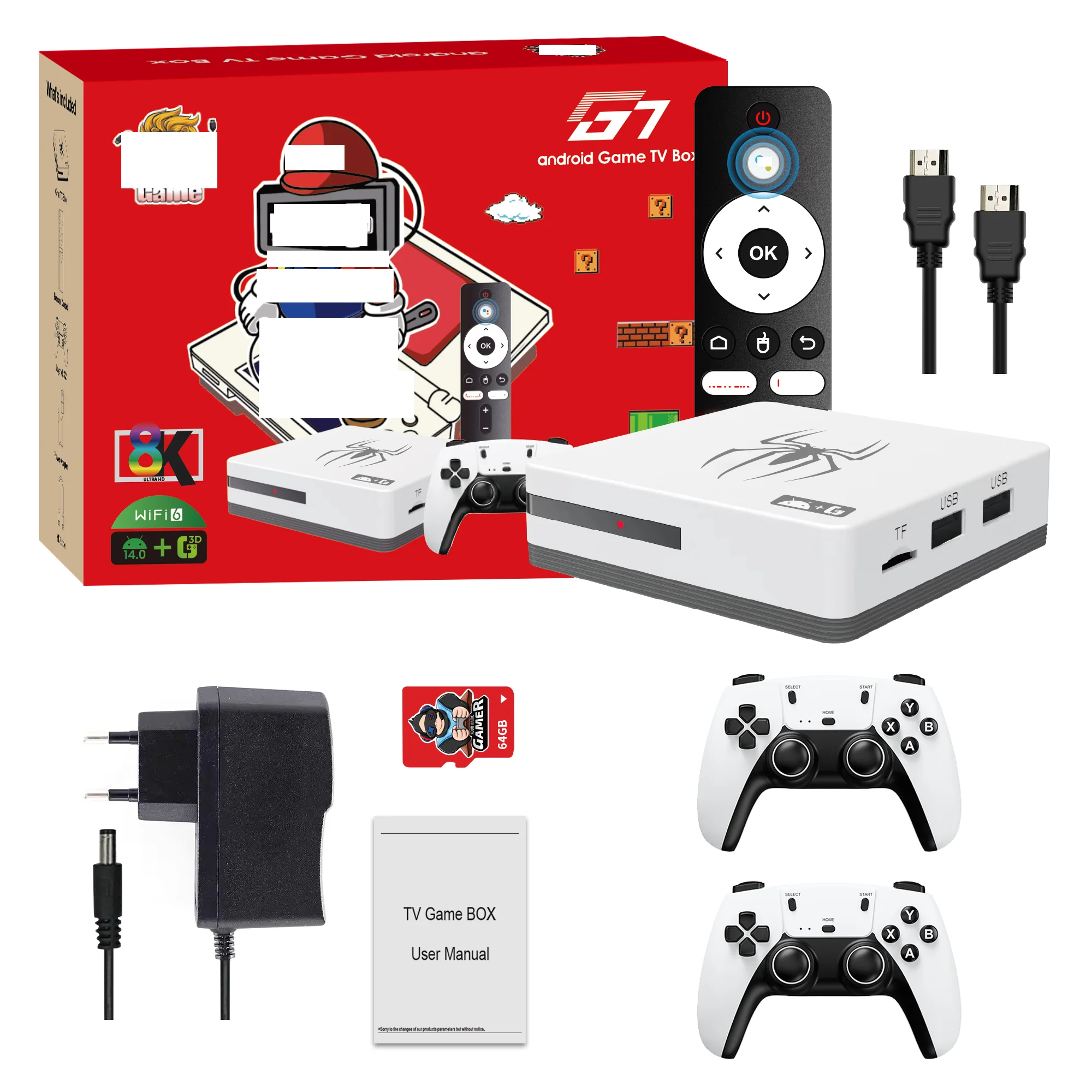 G7 Android Set-top Box 4K Smart TV Game Console with Dual 2.4G 5G Wifi Wireless Controller Video Game Console