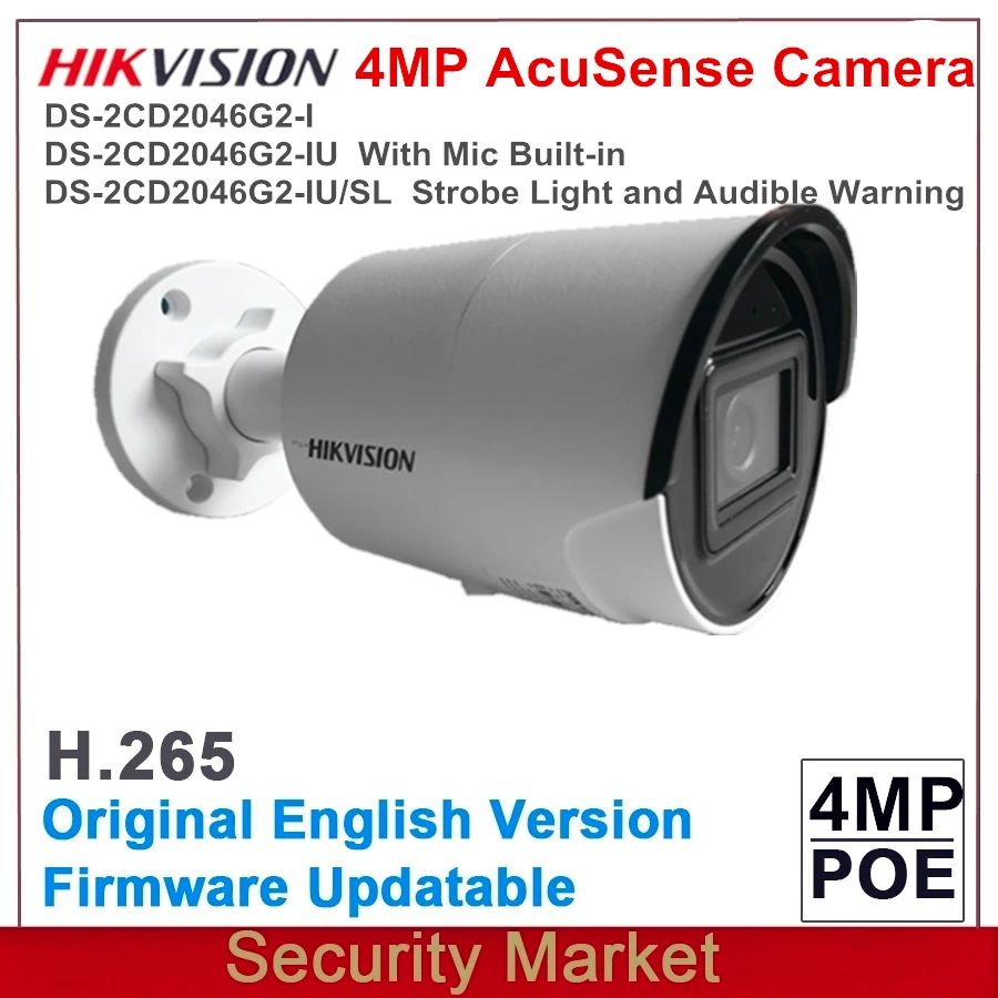 Original Hikvision 4MP DS-2CD2046G2-I and DS-2CD2046G2-IU and DS-2CD2046G2-IU/SL AcuSense IP IR POE Mini Bullet Network Camera