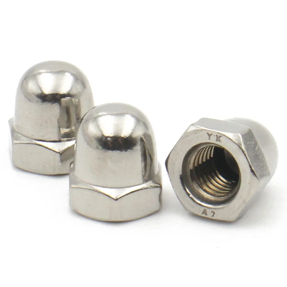 10/20PCS 304 M3 M4 M5 M6 M8 M10 M12 M14 M16 M18 A2-70 Stainless Steel Cap Decorative Dome Head Nut Round Ball Head Acorn Nuts