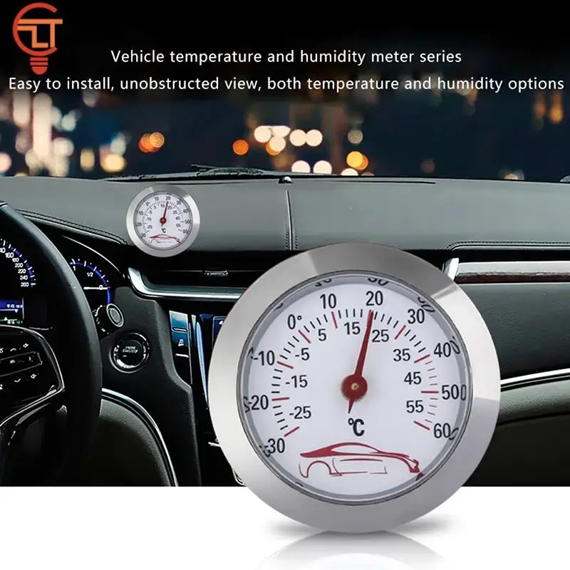 -30～-60℃ Mini Car Dashboard Thermometer Portable Vehicle Thermometer Round Temperature Gauge Meter Car Home Decoration