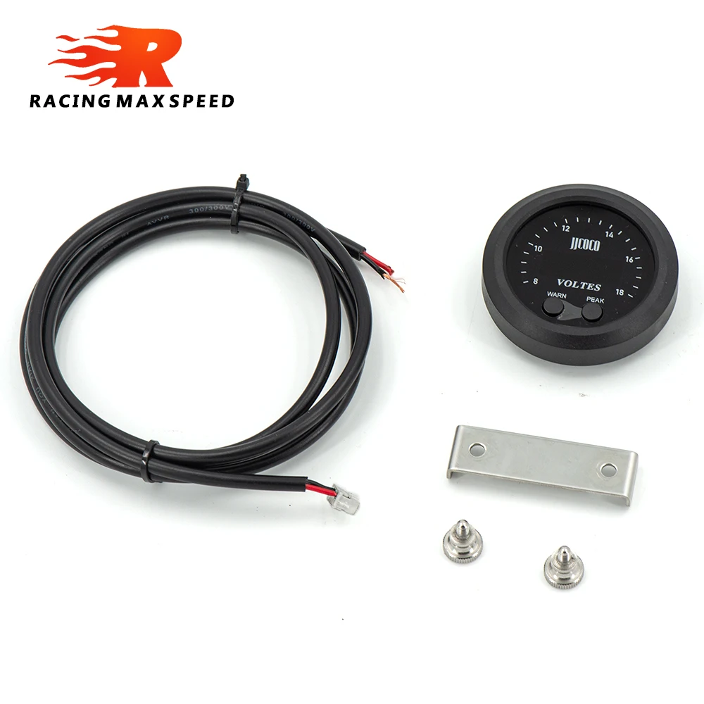 Universal 8-18V Range 52MM S-Series Volts Gauge Voltmeter Ultra-Thin Round With Red Light LED Display VM-Y-CB-02