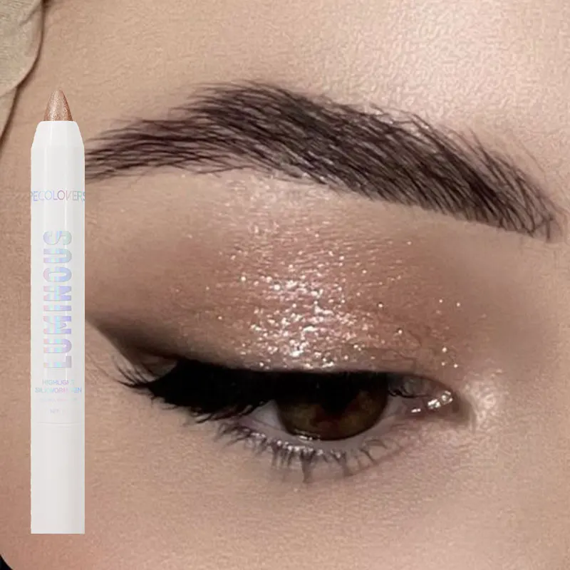 قلم تحديد لامع لؤلؤي غير لامع أبيض فضي ألماس لامع لتفتيح الجفن تحت تجعد ظلال العيون عصا مكياج الوجه