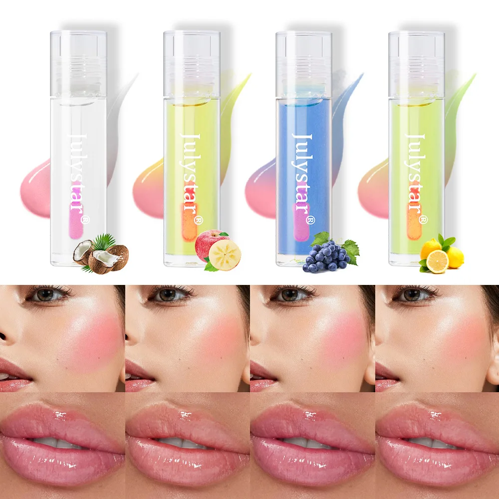 Julystar-colorete en polvo 2 en 1, brillo de labios, Doble Uso de labios y mejillas, chica, cosméticos, maquillaje para mujeres, cosméticos que cambian de Color