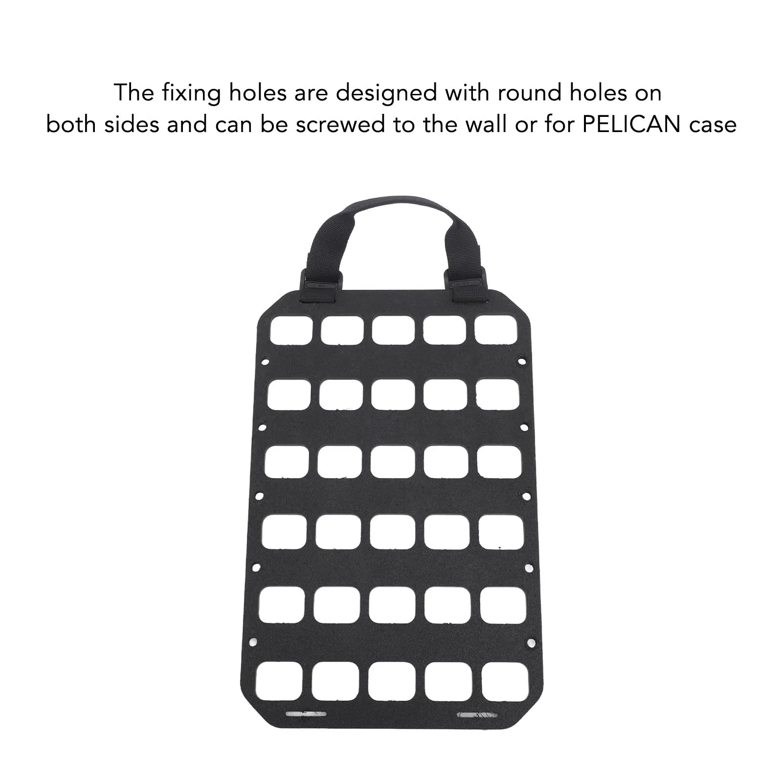 Molle Panel Black with Handle PP Fixed Holes Design Molle Organizer Panel for Wall Box Backpack Molle Plate Portable Molle Panel