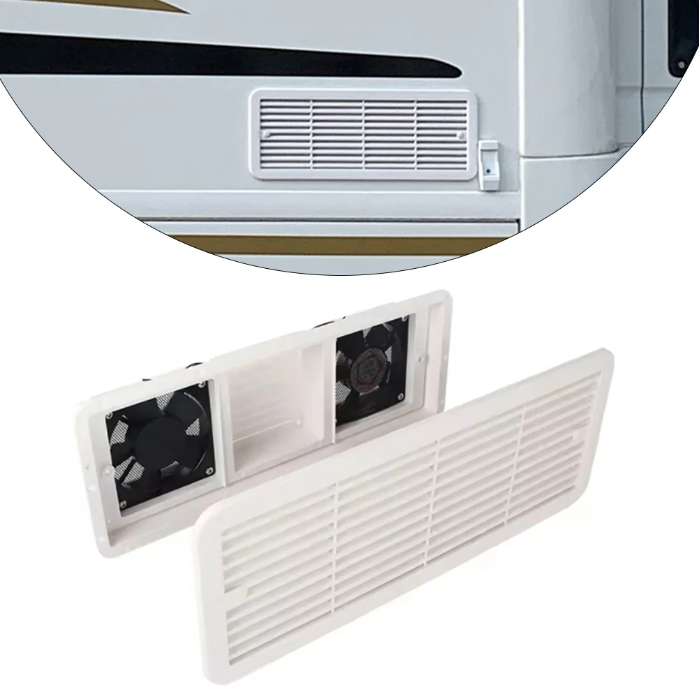 12V RV Refrigerator Fan with Dual Quiet Fans and Protective Mesh for Effective Ventilation and Heat Dissipation in RV Kitchens