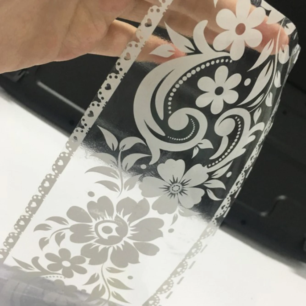 

Flower Border Mirror Sticker Lace Pattern Waterproof Self Adhesive PVC Stylish Wallpaper Border 10cm Width 10m Waist Line Wall
