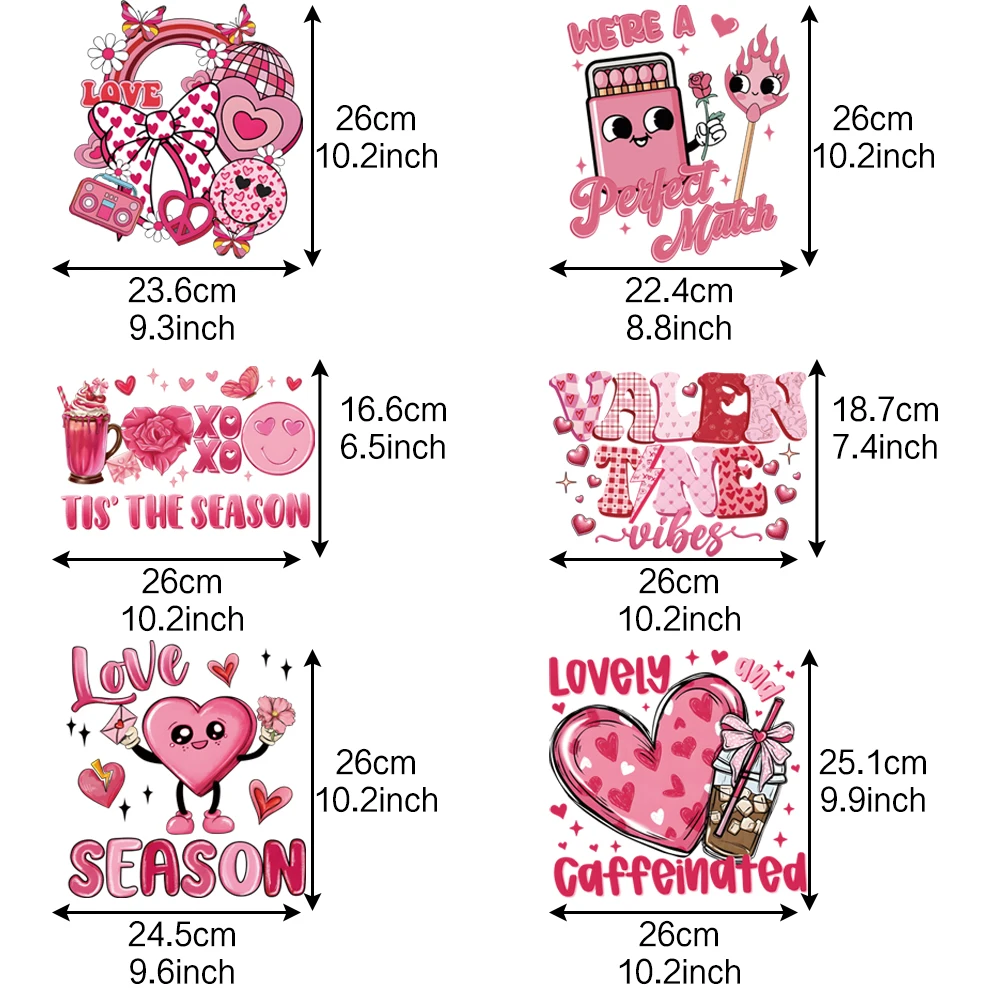 6 pieces/set of LOVE love pink Valentine's Day clothes DIY hot stamping stickers letter patterns heat transfer stickers