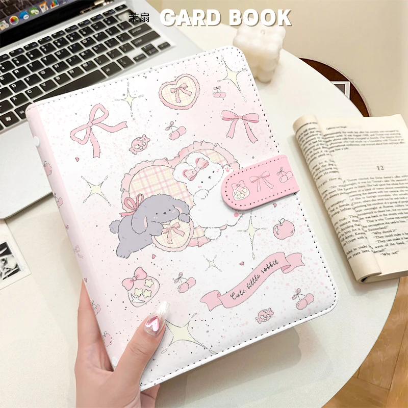 

Cute Rabbit Pillow A5 Card Binder Waterproof PU Leather Refillable Album for Kpop Photocards Collection, Pet Photo Korean 포카 바인더