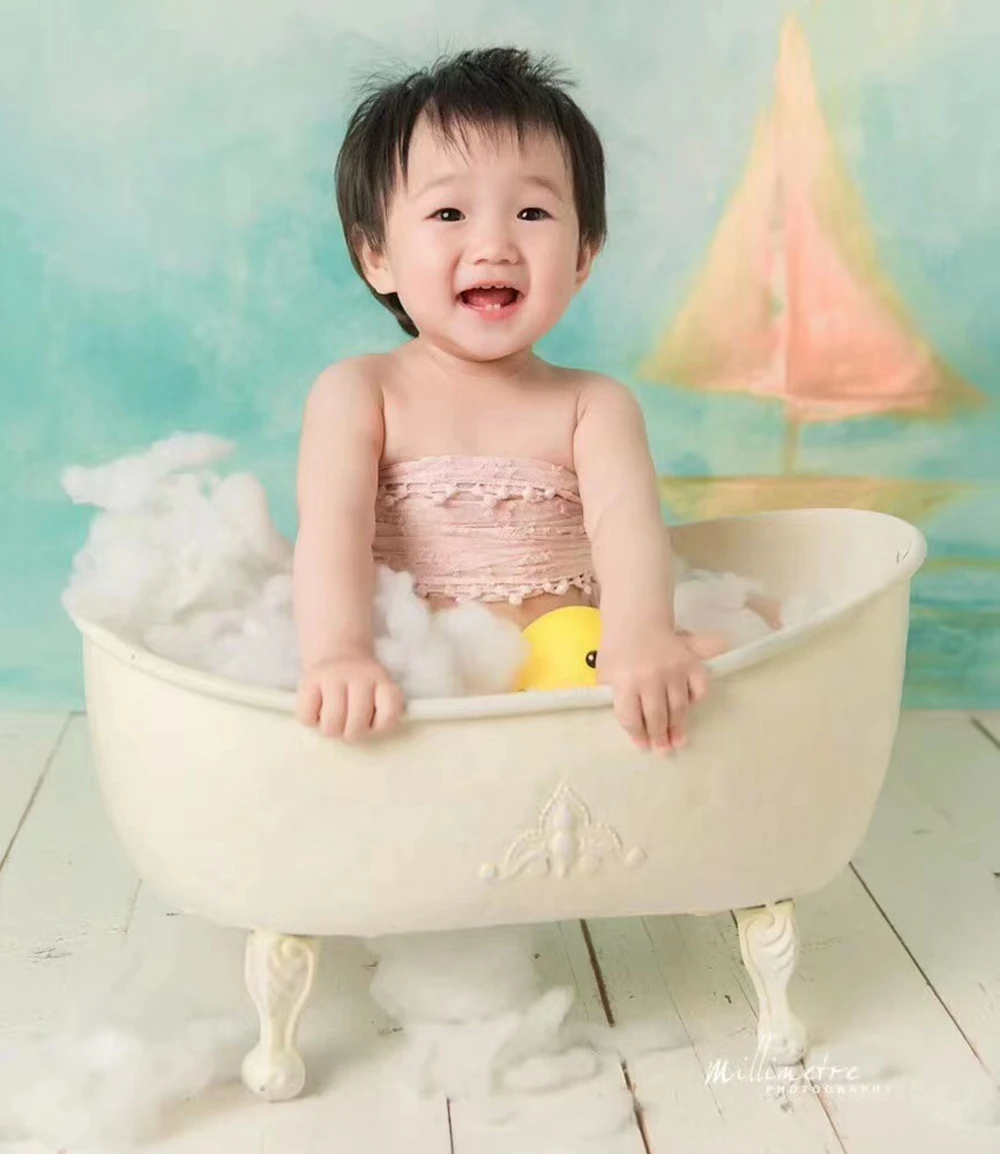 Newborn Photography Props Bathtub Baby Fotoshooting Iron Bucket Newborn Posing Bath Tub Baby Shooting Accessories