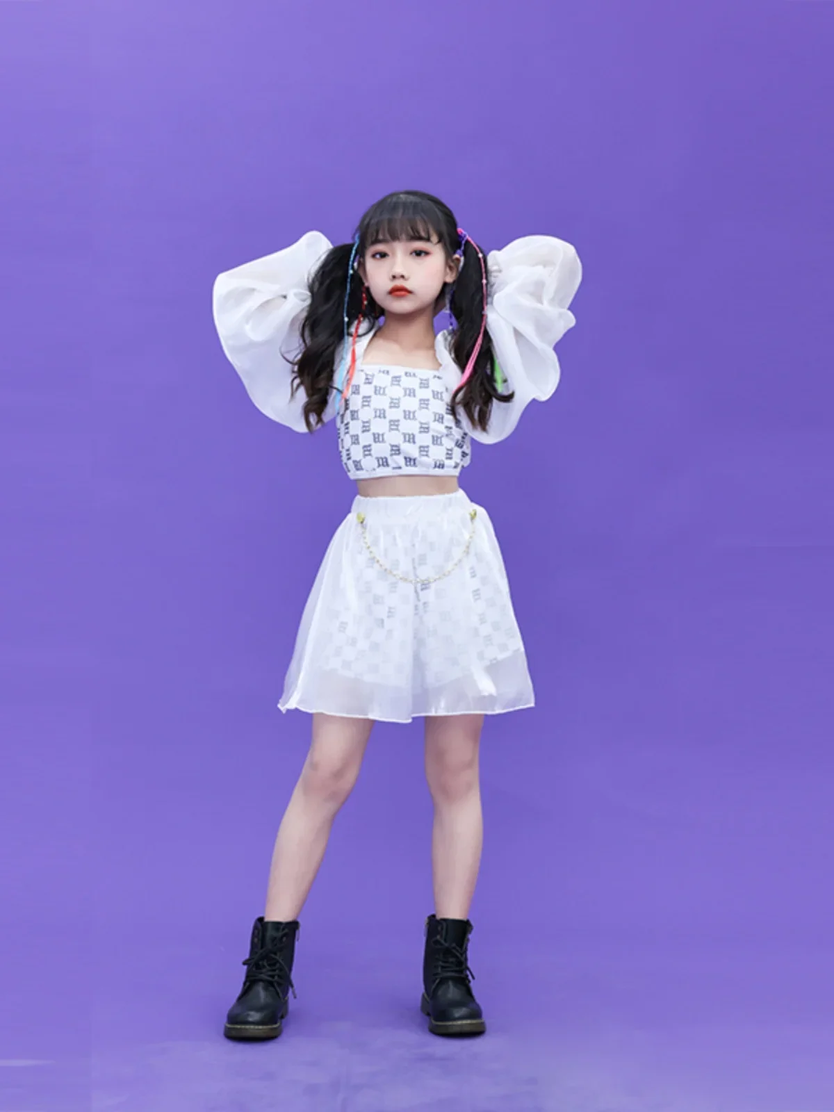 Kids Hip-hop Y2K Jazz Street Modern Dance Costume Girls Stage Modeling Runway Clothes Tide Cool Performance Clothes for Children