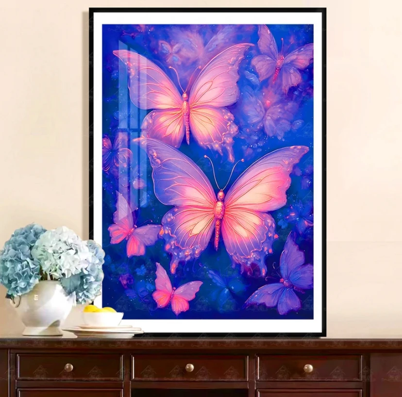 9ct 60x80cm Butterfly  DIY Chinese Style Printed Kits Cross Stitch Needlework Set Home Decor Crafts