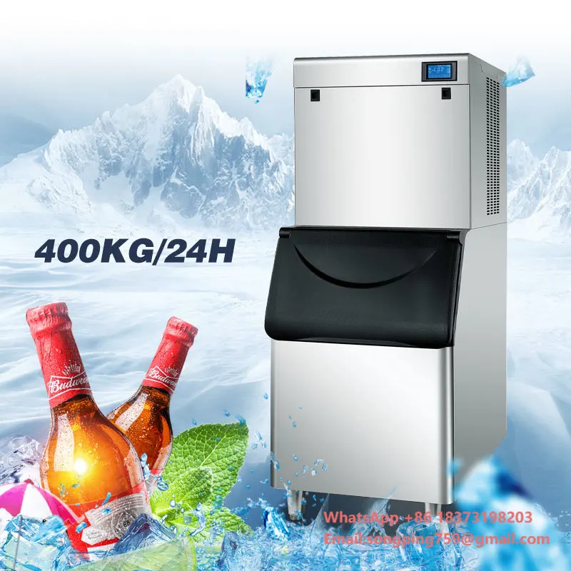 

400kg/day Ice Cube Maker Machine with Air Cooling System Use Ice Machine for Restaurant and Sell Ice