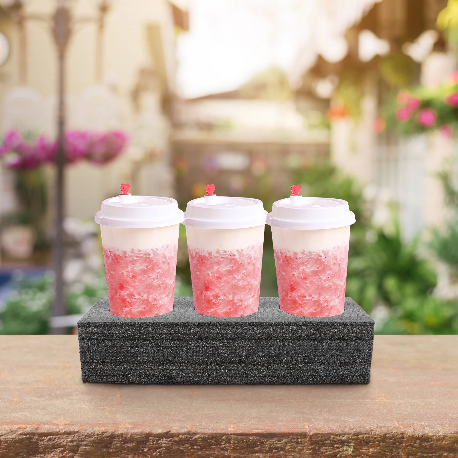 

2pcs Cup Black 3-Hole Cup Tray for Coffee Milk Tea Takeout Takeout Beverage Carrier Beverage Carrier Pearl Cotton