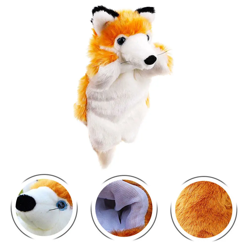 2Pcs Fox Hand Puppet Set Cute Stuffed Animal Glove Puppets for Children Creative Storytelling Playtime Companion Learning Tool
