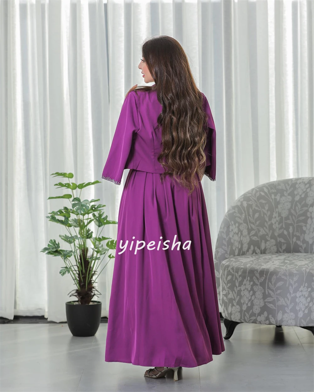 Jersey faixa lantejoulas baile de formatura linha A pescoço quadrado vestido de ocasião sob medida vestidos midi