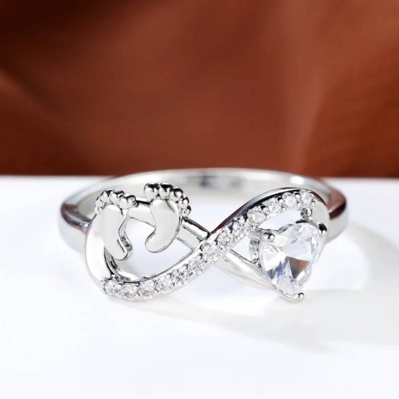 Anillo de Circonio con Significado de Amor Eterno, Anillo Conmemorativo de Madre e Hijo, Estilo Europeo y Americano, Novedad 2026