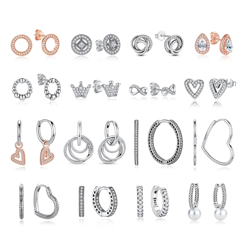 Original 925 Sterling Silber Ohrringe 2026 Love Heart Infinity Ohrstecker für Damen Piercing Roségold Geschenk Schmuck
