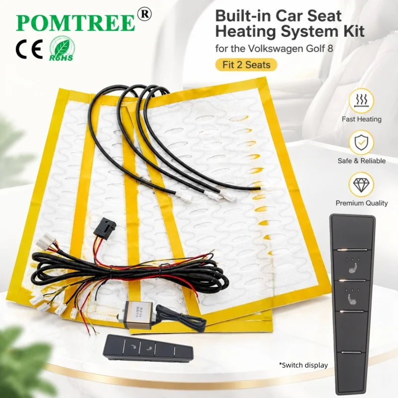 Built-in Car Seat Heating System Kit Fit For Volkswagen Golf 8 2021-2026 Fit 2 Seats,Alloy Wire Heater Pads & Dedicated Switch