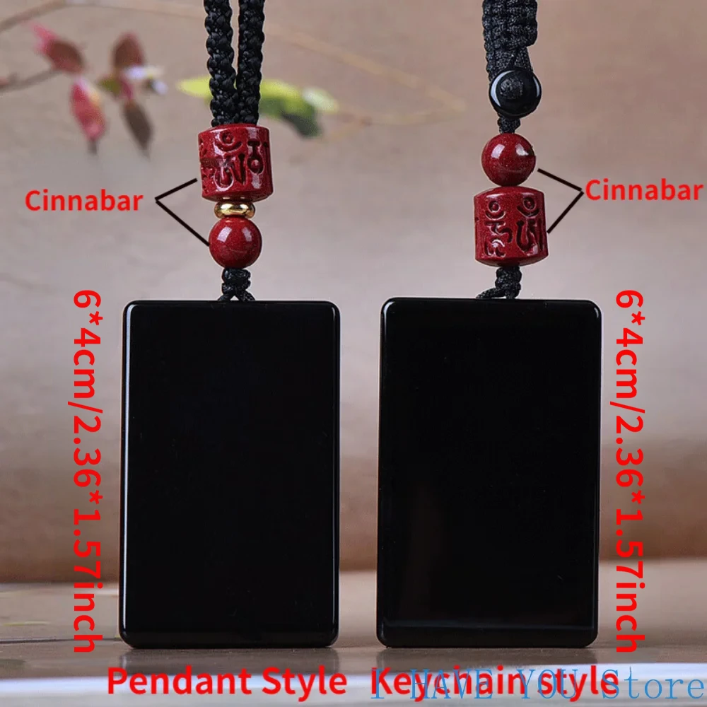 Unique Obsidian Jade Stone Pendant A Stylish Square Black Necklace Car Key Chain Jewelry Gift Jewelry Pendants Gift Buddhist