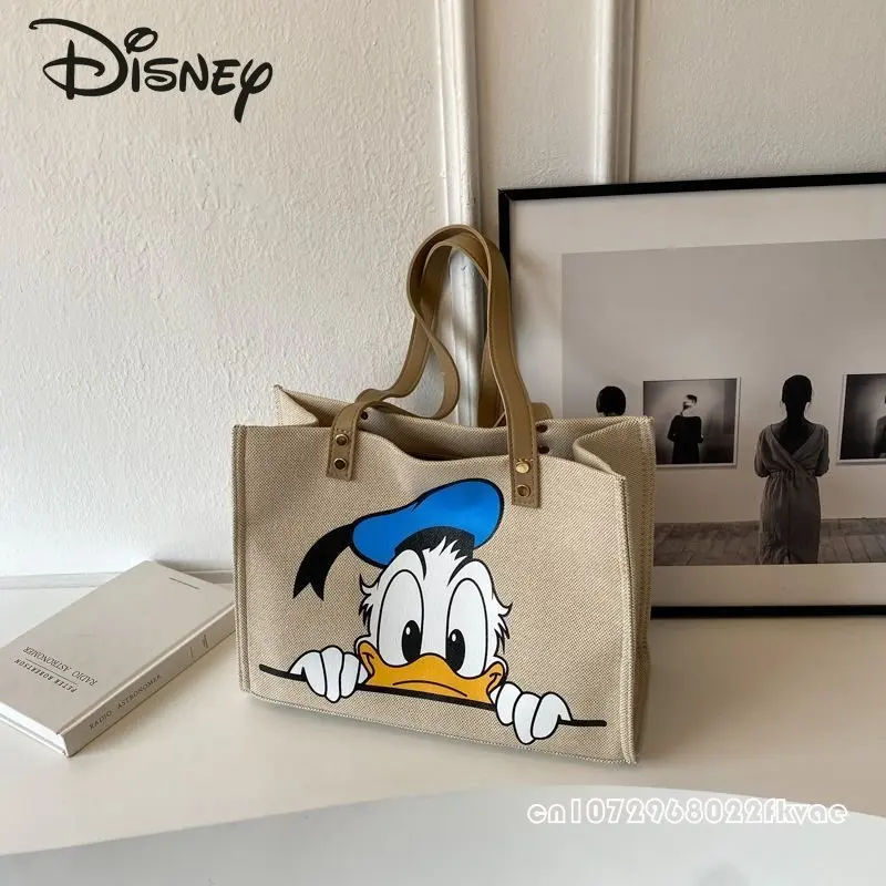 Disney Mickey New Women's Bag Fashion High Quality Canvas Shopping Handbag Cartoon Casual Large Capacity Women's Shoulder Bag