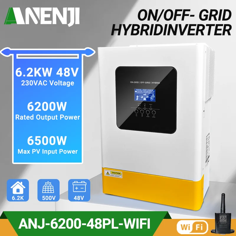 6200W 48V Solar Hybrid omvormer Voed in het net MPPT 120A Solar Controller Zuivere Sinusomvormer Ondersteuning Parallel