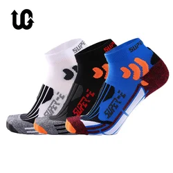 Coolmax-Chaussettes de sport unisexes pour hommes et femmes, chaussettes de rinçage, confortables, élastiques, antichocs, chaussettes de course à pied, chaussettes de EU38-45, lot de 3 paires