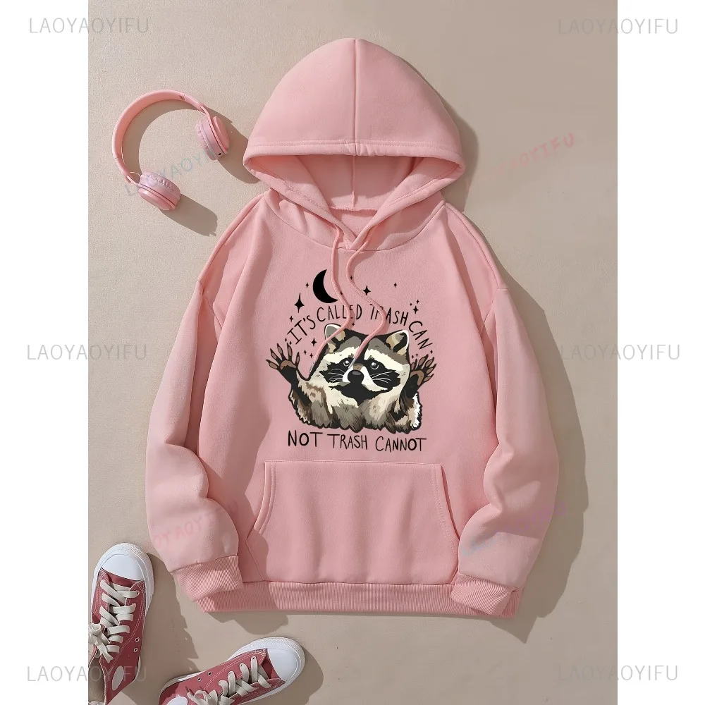 Cozy Raccoon Alphabets Hoodie Casual Drawstring Design with Pocket Machine Washable Perfect for Fall and Winter Season