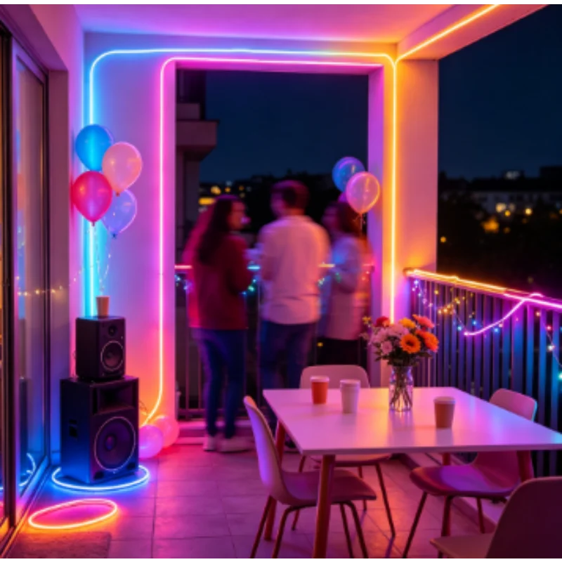 Neon Light Strip Round 360 Degree LED Dragon Scale Smart RGB Woven Flexible for Bedroom Living Room TV Party Home Decor
