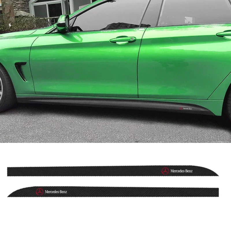 2pcs Car Door Side Skirt Sill Stripe Carbon Decals Styling Accessories For Mercedes Benz B/C/E/S Class A Class C200L GLC GLK CLA