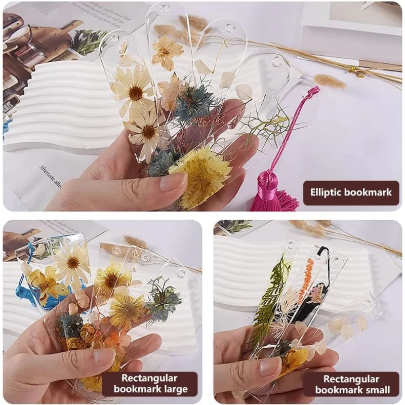 Bookmark Silicone Mold DIY Rectangle Handmade Dried Flower Bookmarks Transparent Resin Page Marker Book Decor Crafts Accessories