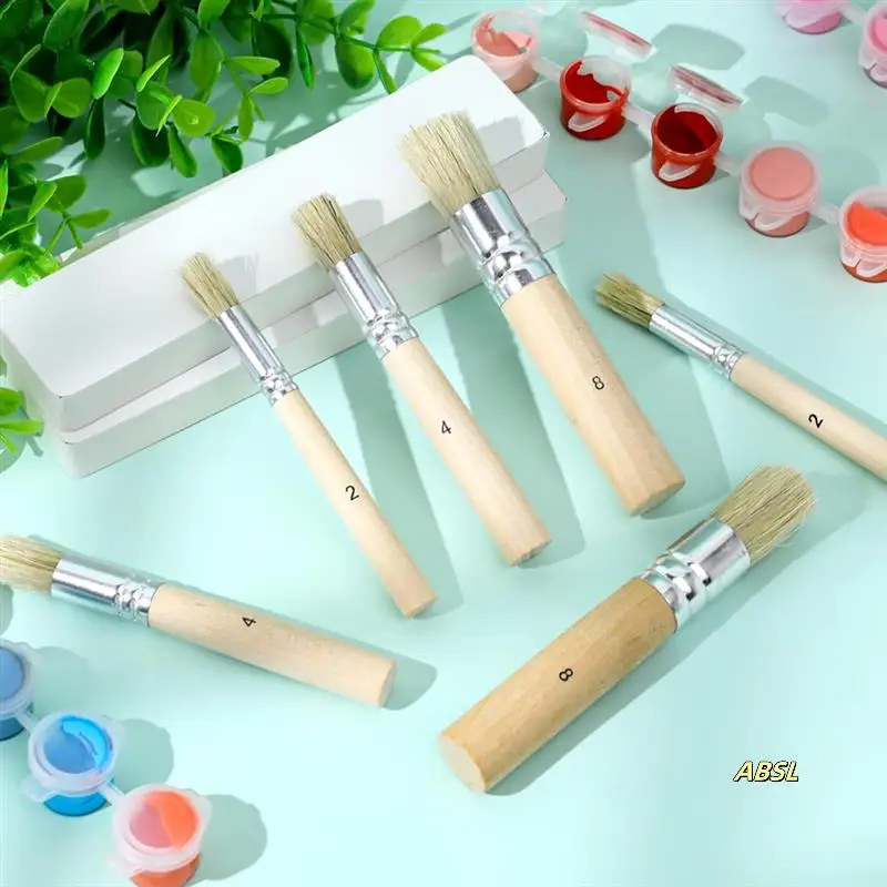 

12 Pieces Wooden Stencil Template Paint Brushes Wooden Handle Painting Brush For Watercolor Art Painting DIY Crafts