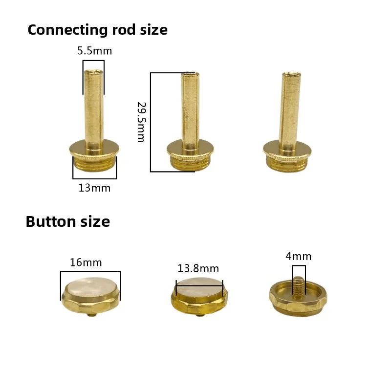 Gold-plated small piston button buckle, gold upper cover and lower cover button buckle, shell button hexagonal