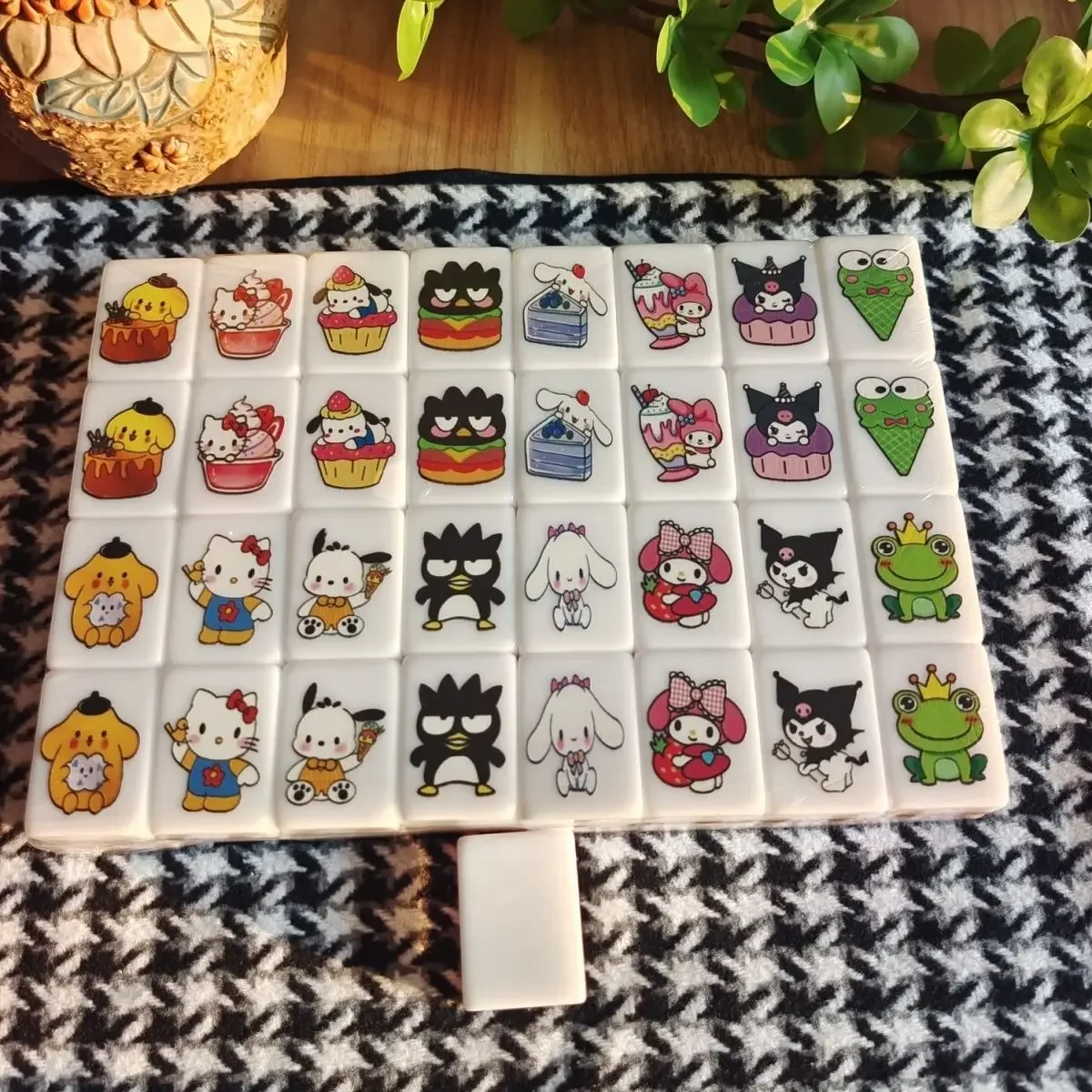 

64 + 1 игра Seaside Escape Sanrios HelloKitty, набор маджонга, развлекательная настольная игра, 1/2 игрока, забавная настольная игра, вечерние детские игрушки