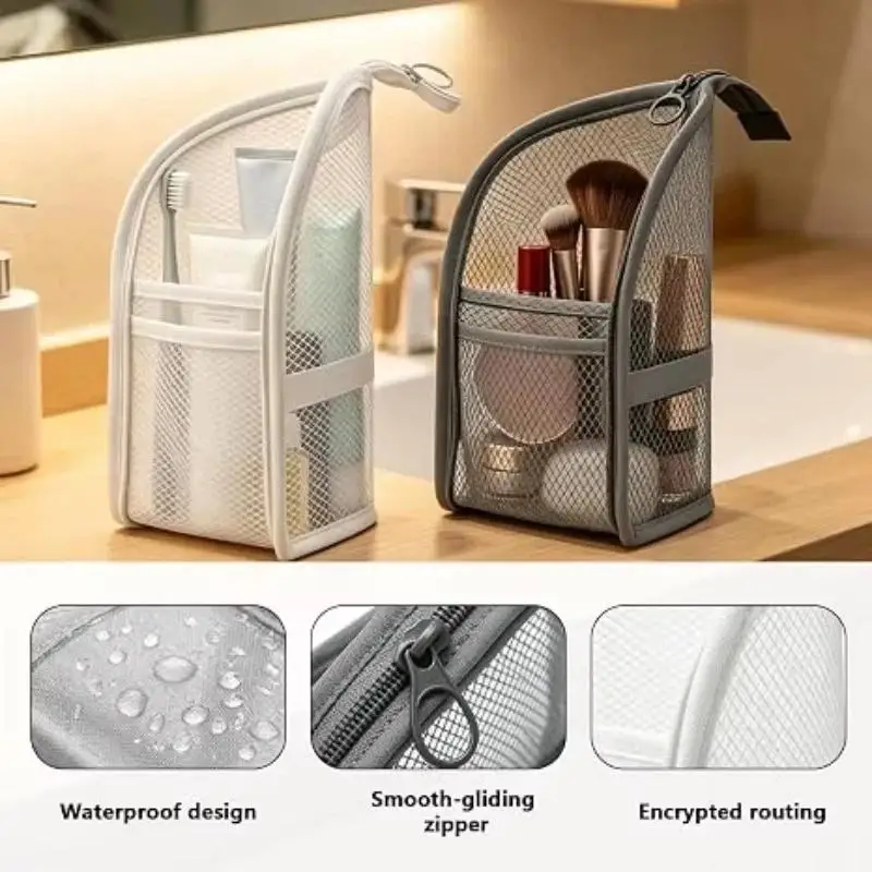 1/2/4 Stück Tragbare EVA-Reise-Kosmetiktasche, faltbar, mit Netzfach, für Zahnbürsten, Damen-Badezimmer-Aufbewahrungstasche – Detail 5