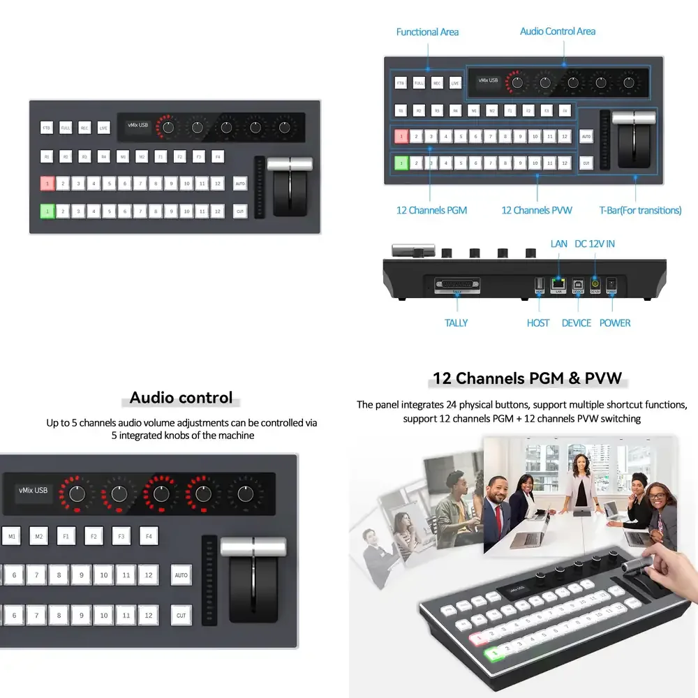 2026 Live Streaming VMix Panel Switch Controller Brodcast Equipment Panel Switcher Vmix Video Mixer Switcher Panel Switches